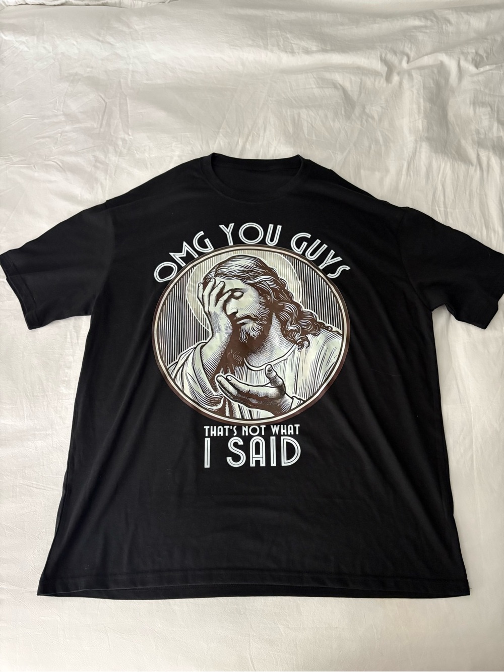 Gildan Black Graphic Tee with Cream and Tan Illustration